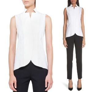Akris Sz 4 Notched Stand-Collar Sleeveless Blouse